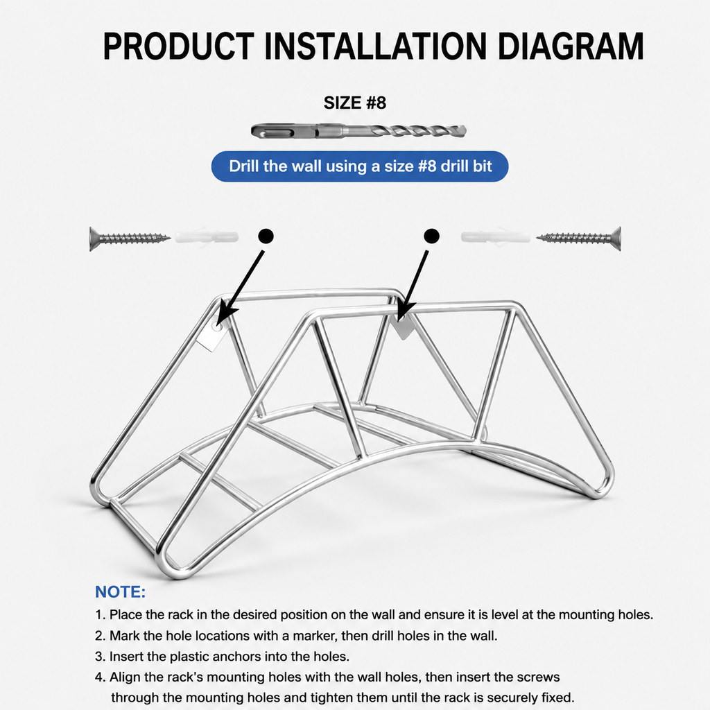 304 Stainless Steel Wall Mounted Hose Holder Rack for Garden Hose