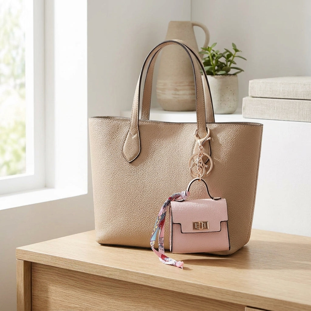 Mini Square Leather Bag Charm — Adorable Accessory, Chic, Stylish, Compact, Versatile