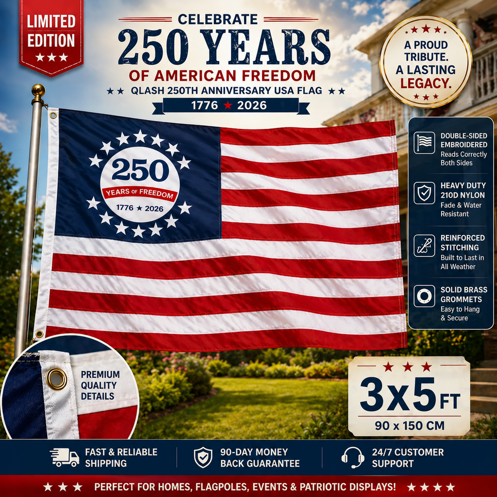 250th Anniversary USA Commemorative Flag (3x5 Ft),Double-Sided Embroidered