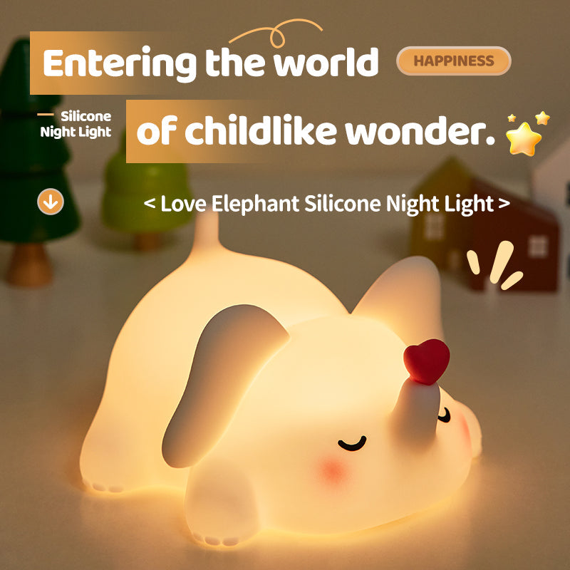 Maetiva® Squishy Silicone Love Elephant LED Night Light - Perfect Gift for Kids and Girls