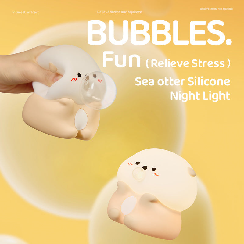 Maetiva® Otter Bubble Blowing Baby Squishy Silicone Night Light Soft Glow Adorable Funny Perfect for Gift
