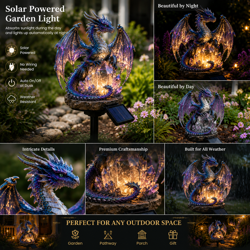 Amethyst Crystal Dragon – Solar Dragon Crystal Garden Light