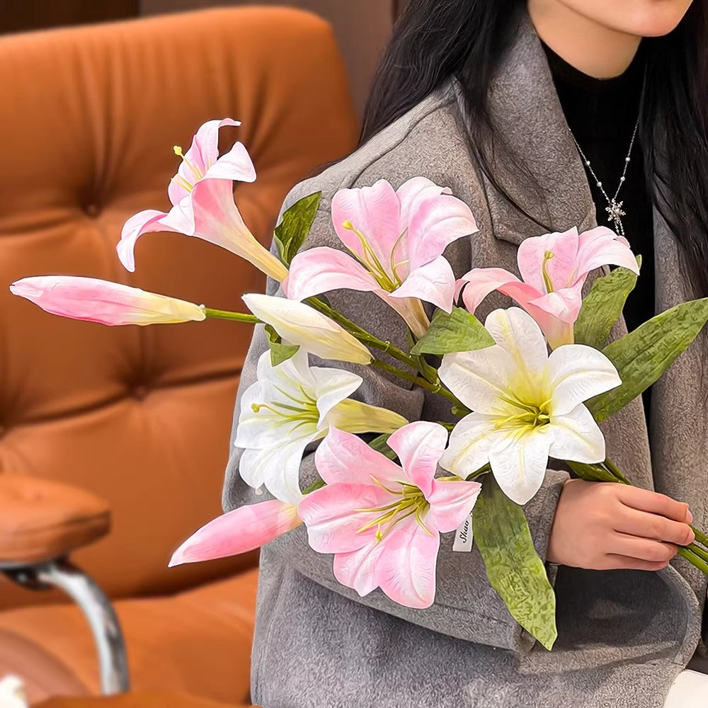 Ethereal Lily Bloom Faux Floral Arrangement