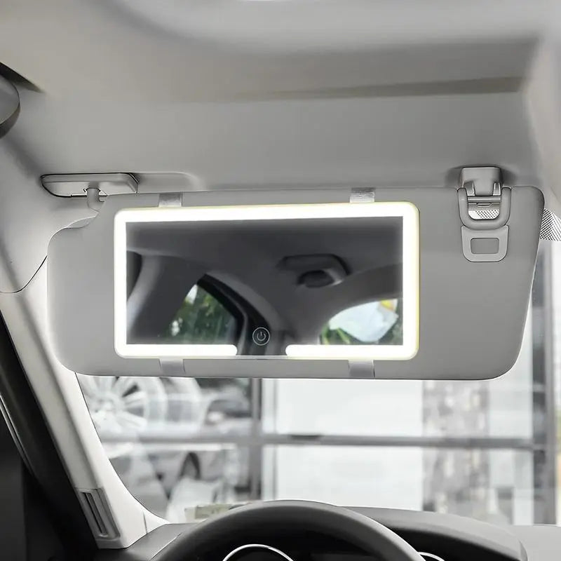 LED Car Sun Visor Mirror Light — Dimmable, Rechargeable, Touch Control, Portable, Universal Fit, USB Powered