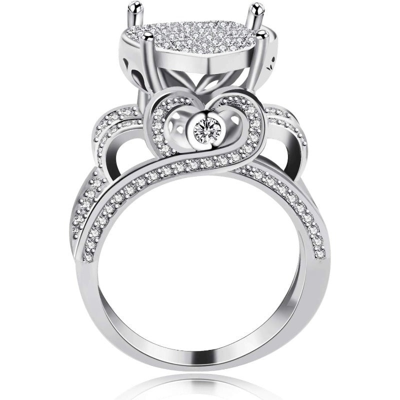 Double Heart Pave Ring