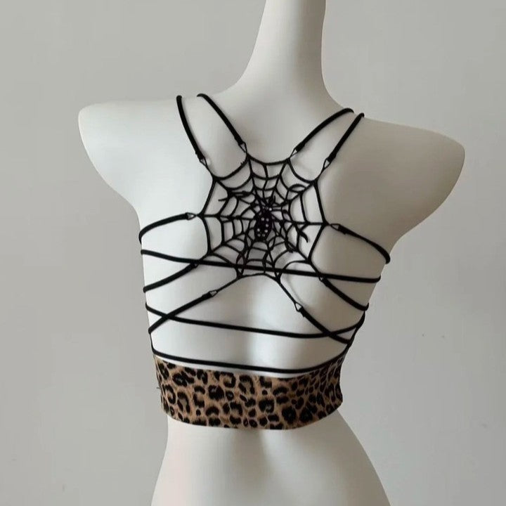Midnight Spider Web Crop Top