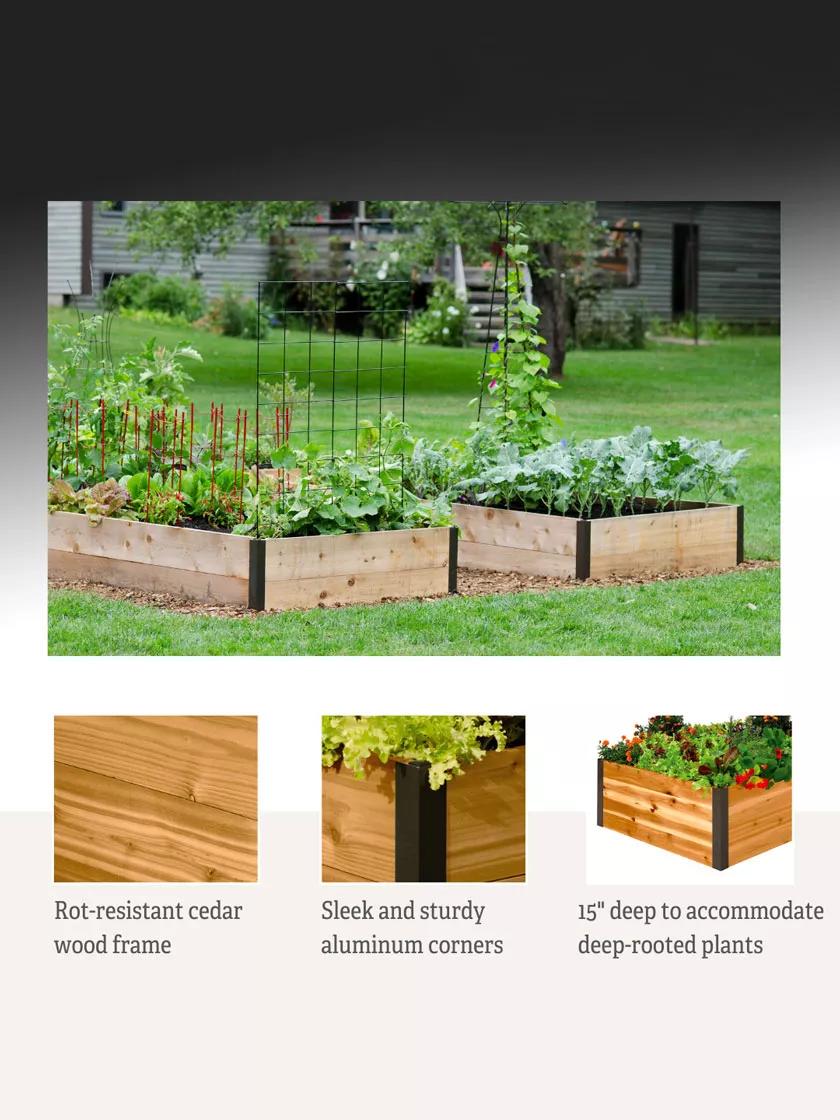 Deep Root™ Cedar Raised Beds, 4' Wide (14.5" D)