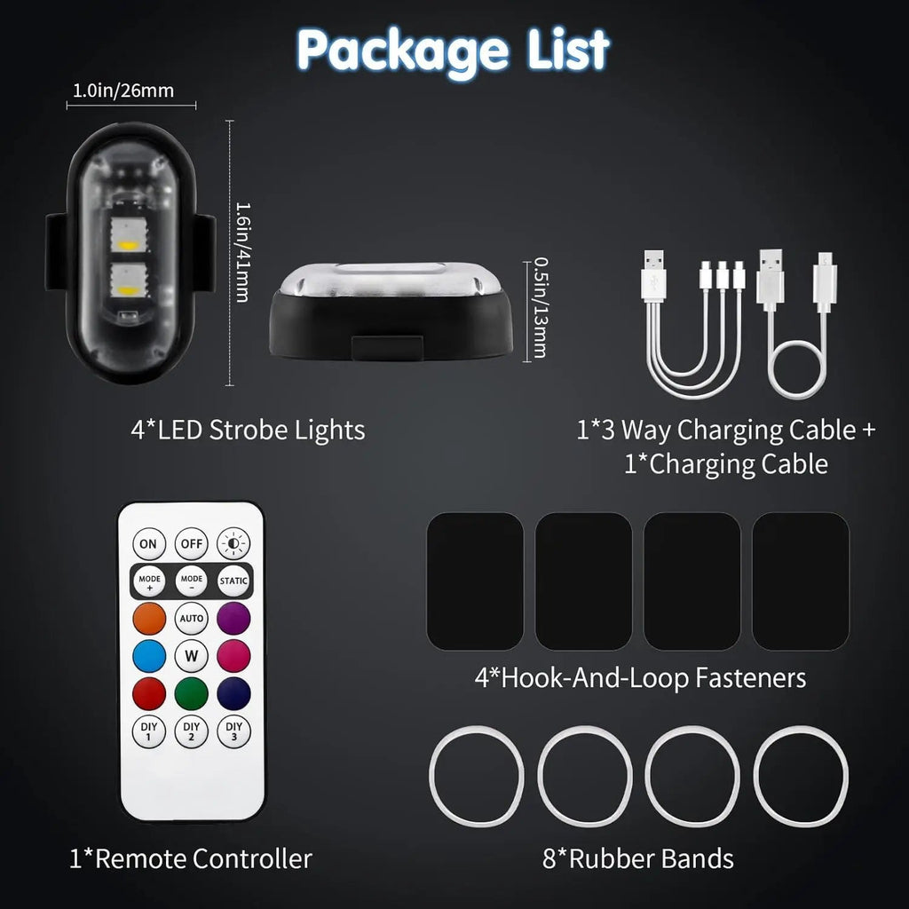 RGB LED Strobe Light — Wireless, Rechargeable, Color-Changing, Portable, DMX-Compatible, Sound-Activated