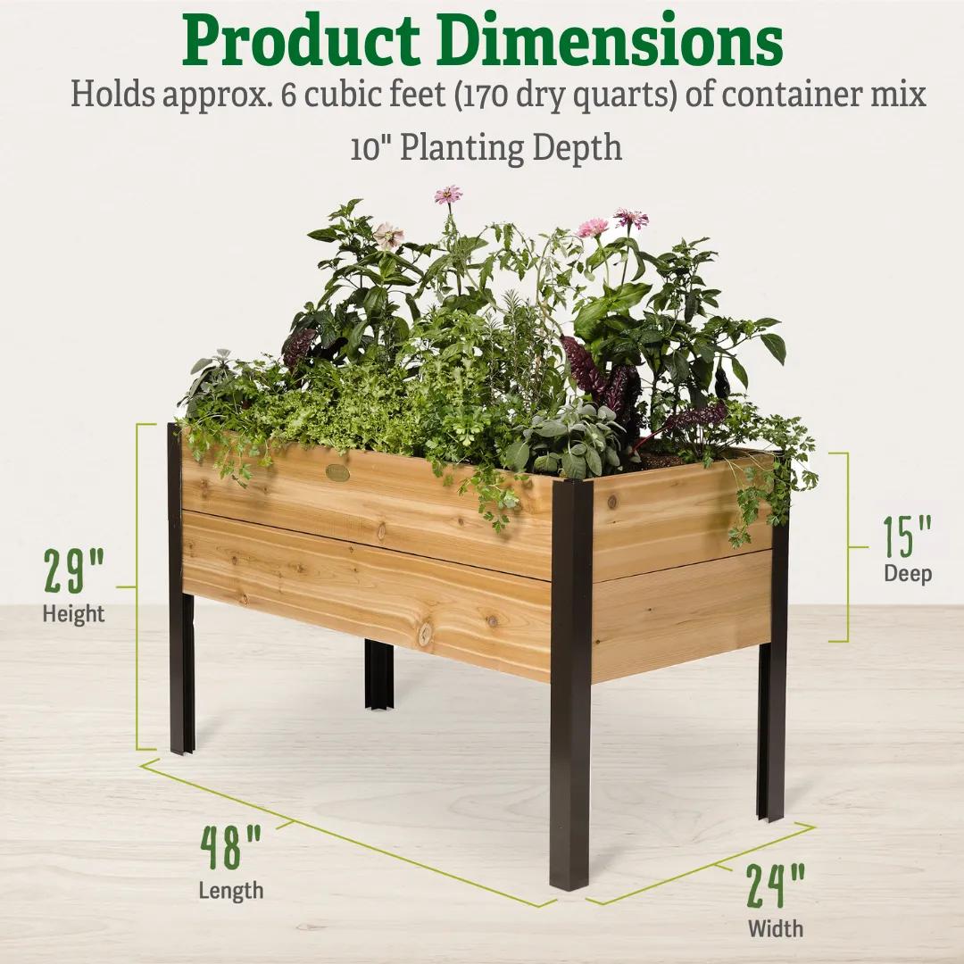 Self-Watering Elevated Cedar Planter Box, 2' x 4'