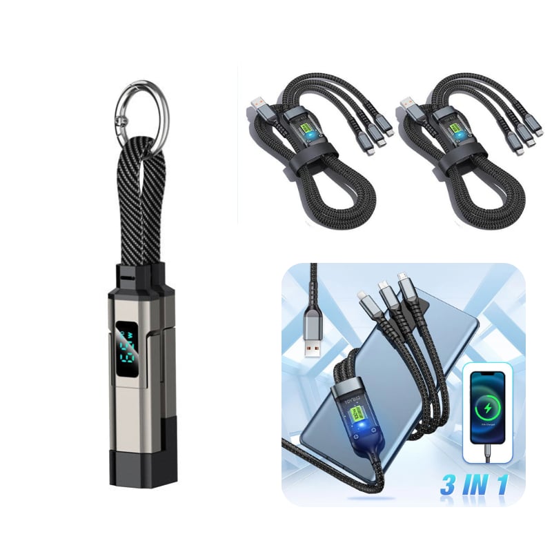 4-in-1 Digital Display Keychain Charging Cable