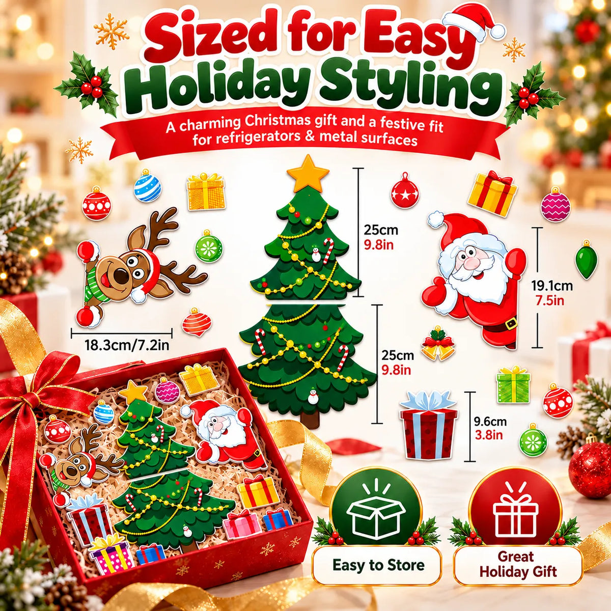 Christmas Refrigerator Magnets – DIY Santa, Reindeer & Christmas Tree Decor
