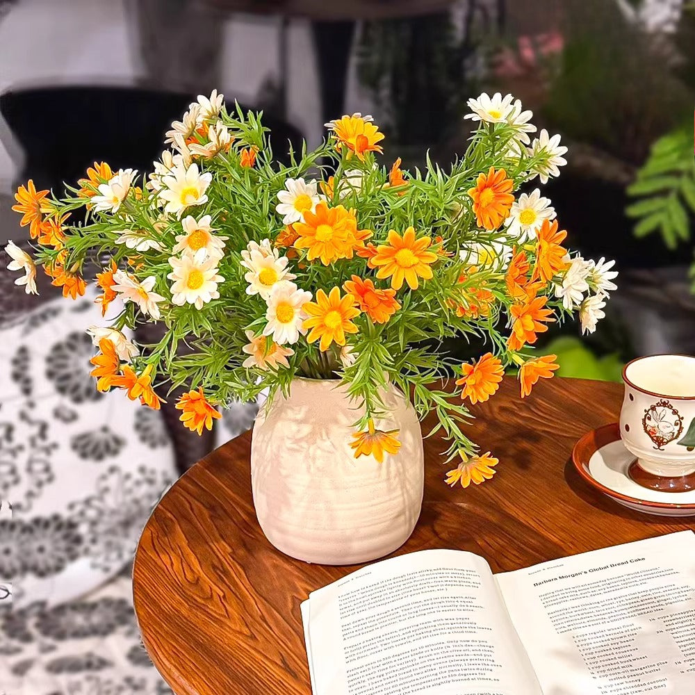 Minimalist Sunset Daisy Tabletop Faux Floral Arrangement