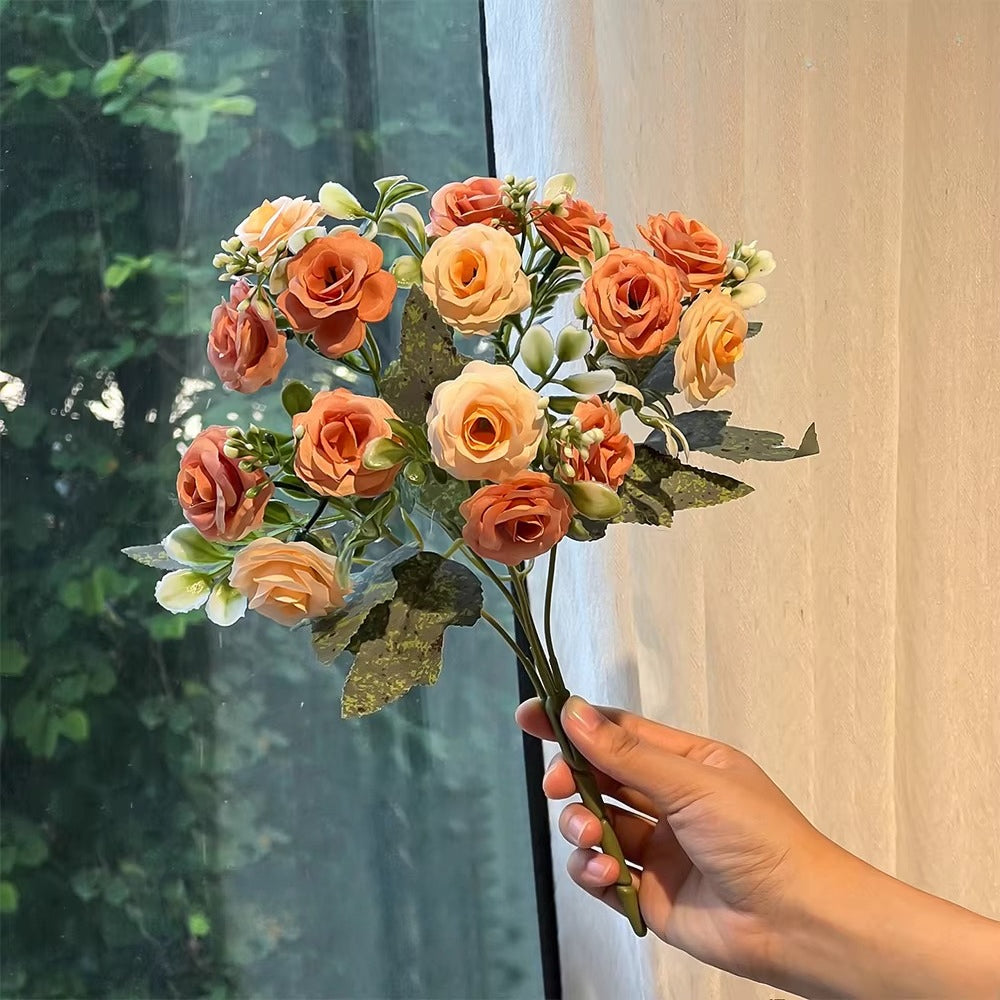 Terracotta Austin Rose Basket Faux Floral Arrangement