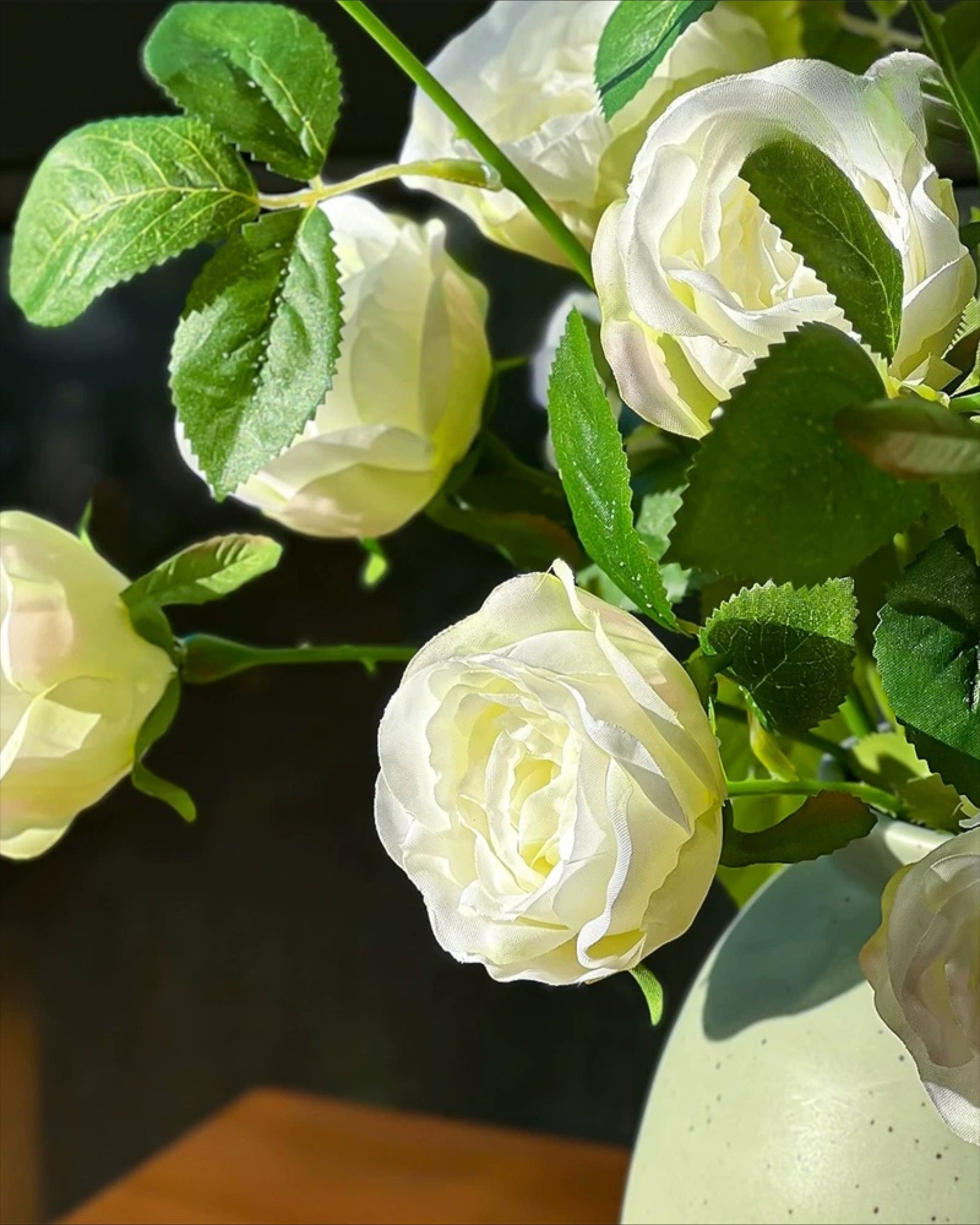 Luxe White Spray Rose Faux Floral Arrangement