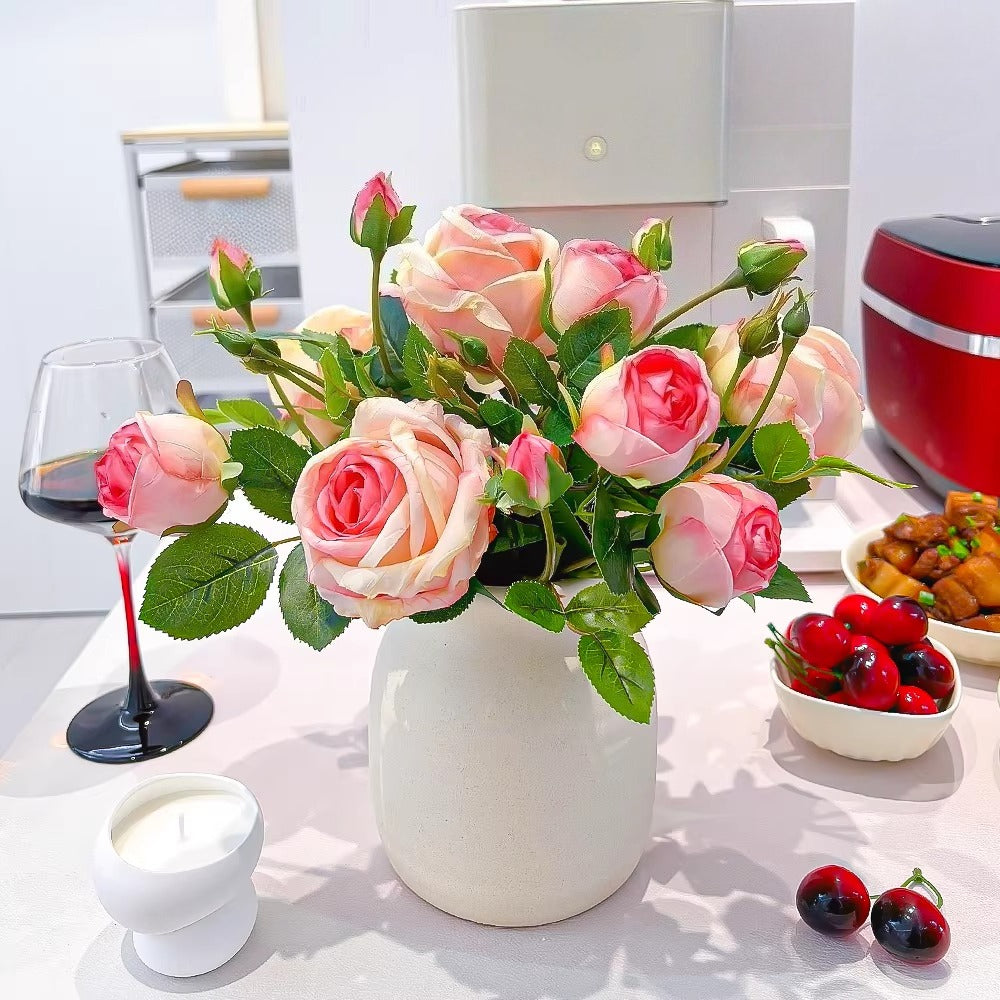 Ethereal Blush Rose Tablescape Faux Floral Arrangement