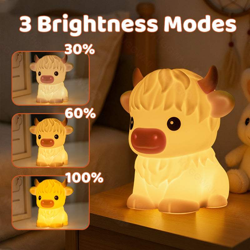 Maetiva® Highland Cow Silicone Squishy LED Night Light - Perfect Gift for Kids and Girls