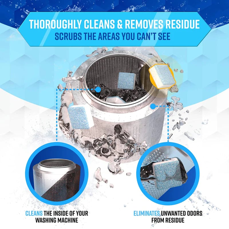 24pcs  Powerful Washer Deep Cleaner Tablets – Eliminate Hidden Bacteria & Bad Smells Fast