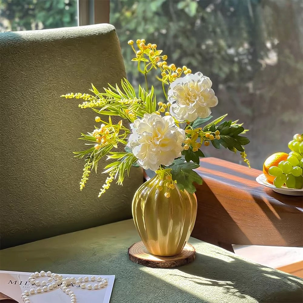 Luxe Cream Peony & Wattle Ensemble Faux Floral Arrangement
