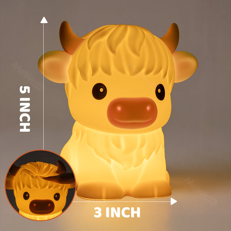 Maetiva® Highland Cow Silicone Squishy LED Night Light - Perfect Gift for Kids and Girls