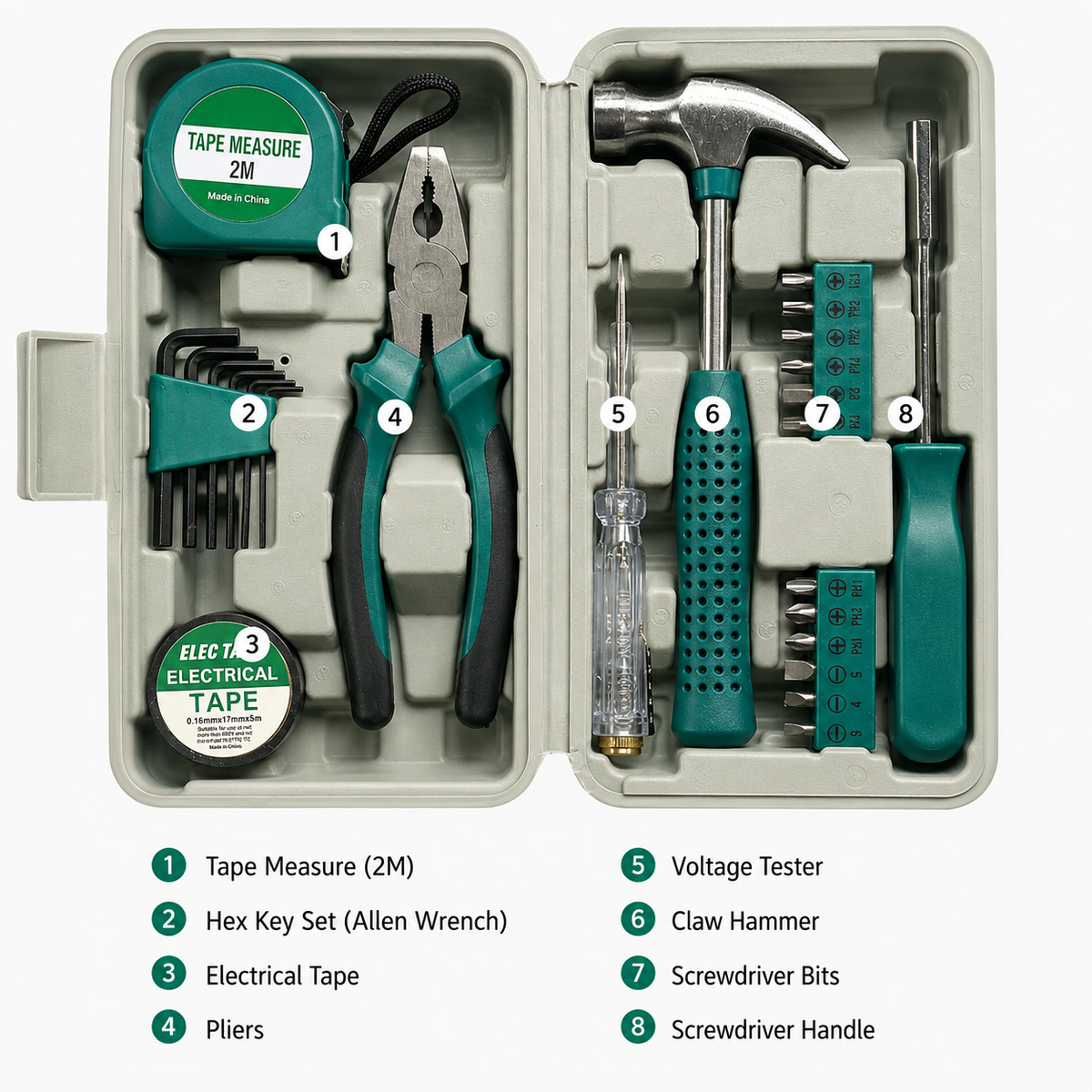 24 Piece Household Tool Set with Hammer Pliers Screwdriver Kit