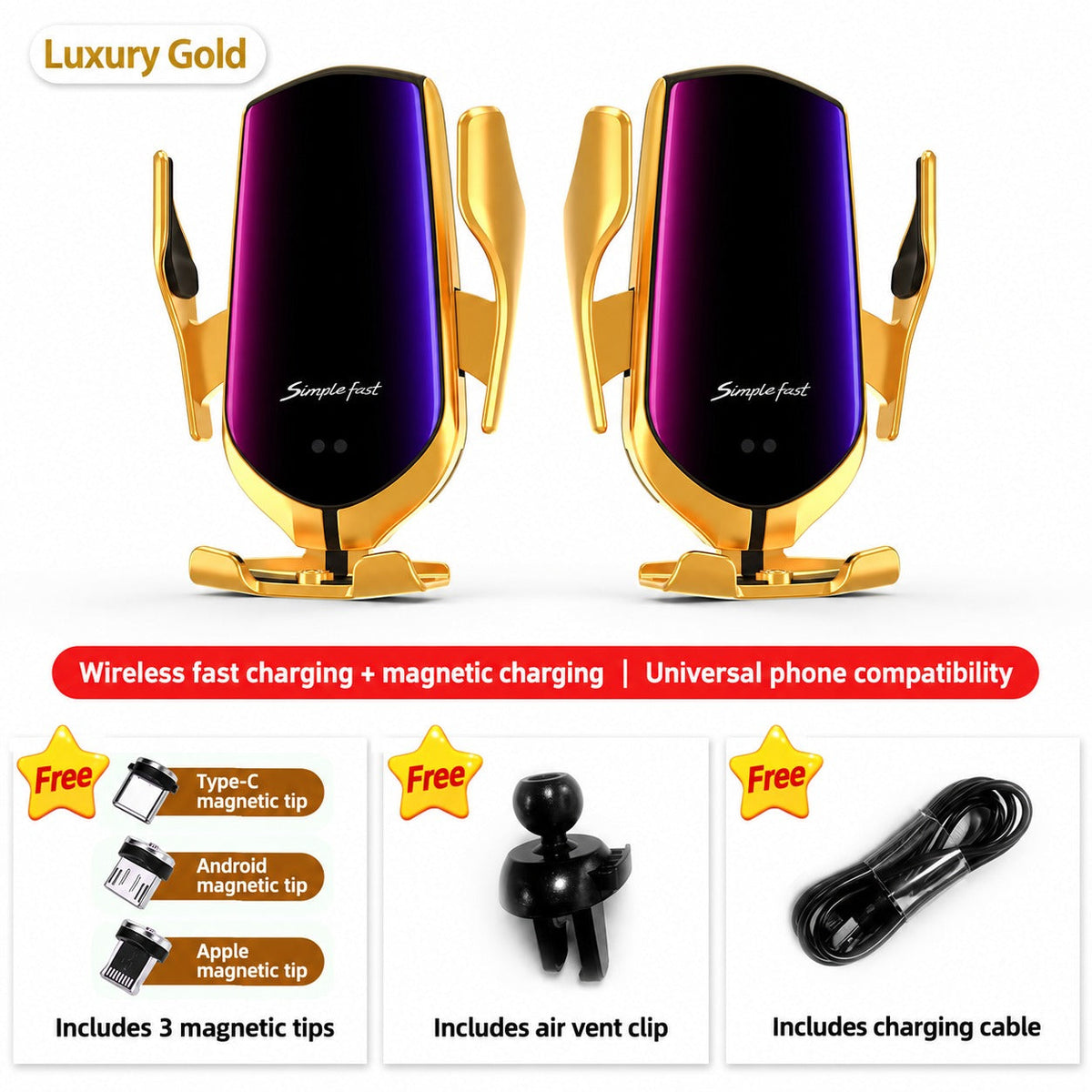 Automatic Clamping Fast Wireless Car Charger