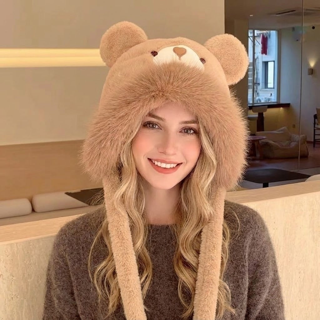 Fluffy Bear Winter Hat