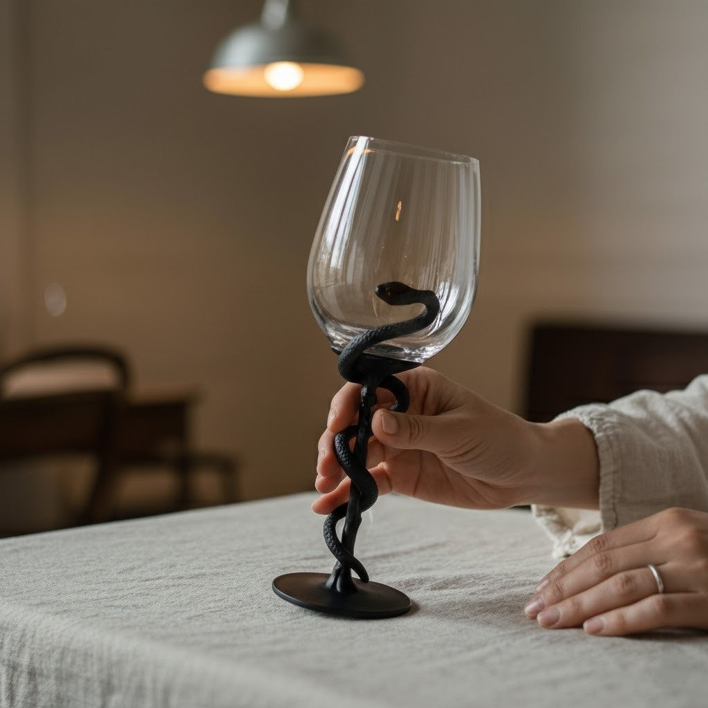 Black Snake Sculpted Wine Glass