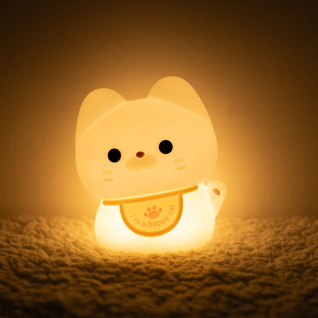 Maetiva® Squishy Silicone Happy Cat LED Night Light - Perfect Gift for Kids and Girls