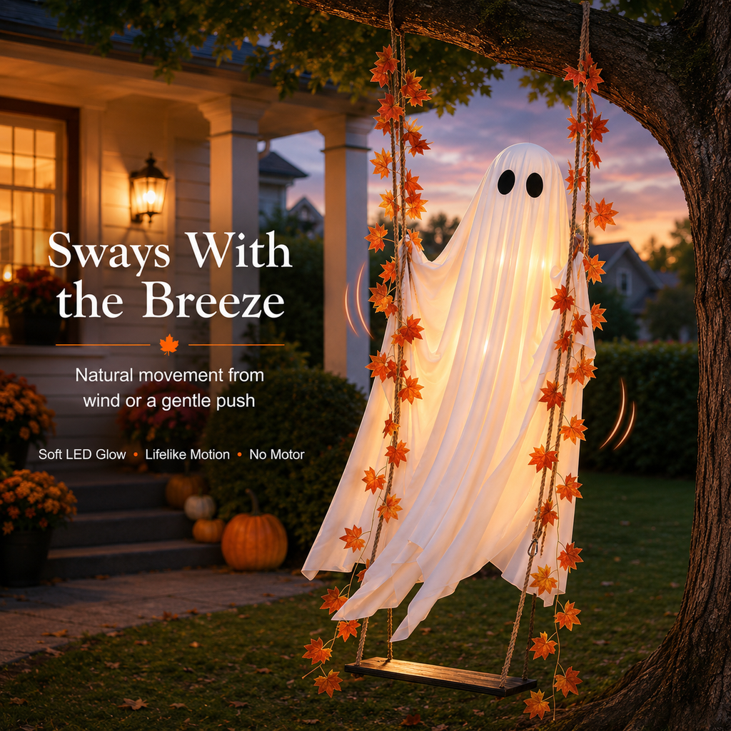 Swinging Ghost – Light-Up Halloween Porch Decor