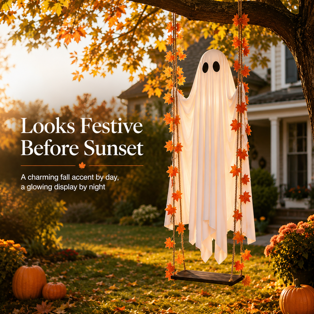 Swinging Ghost – Light-Up Halloween Porch Decor