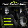Funny Cartoon Car Headrest Covers – 2PCS Universal Fit