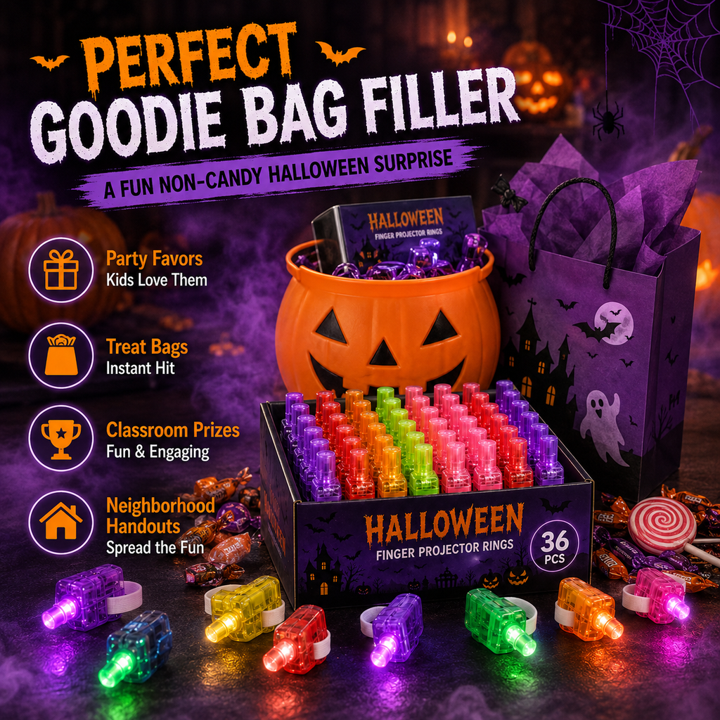 Halloween Finger Projector Rings – LED Party Favors for Kids