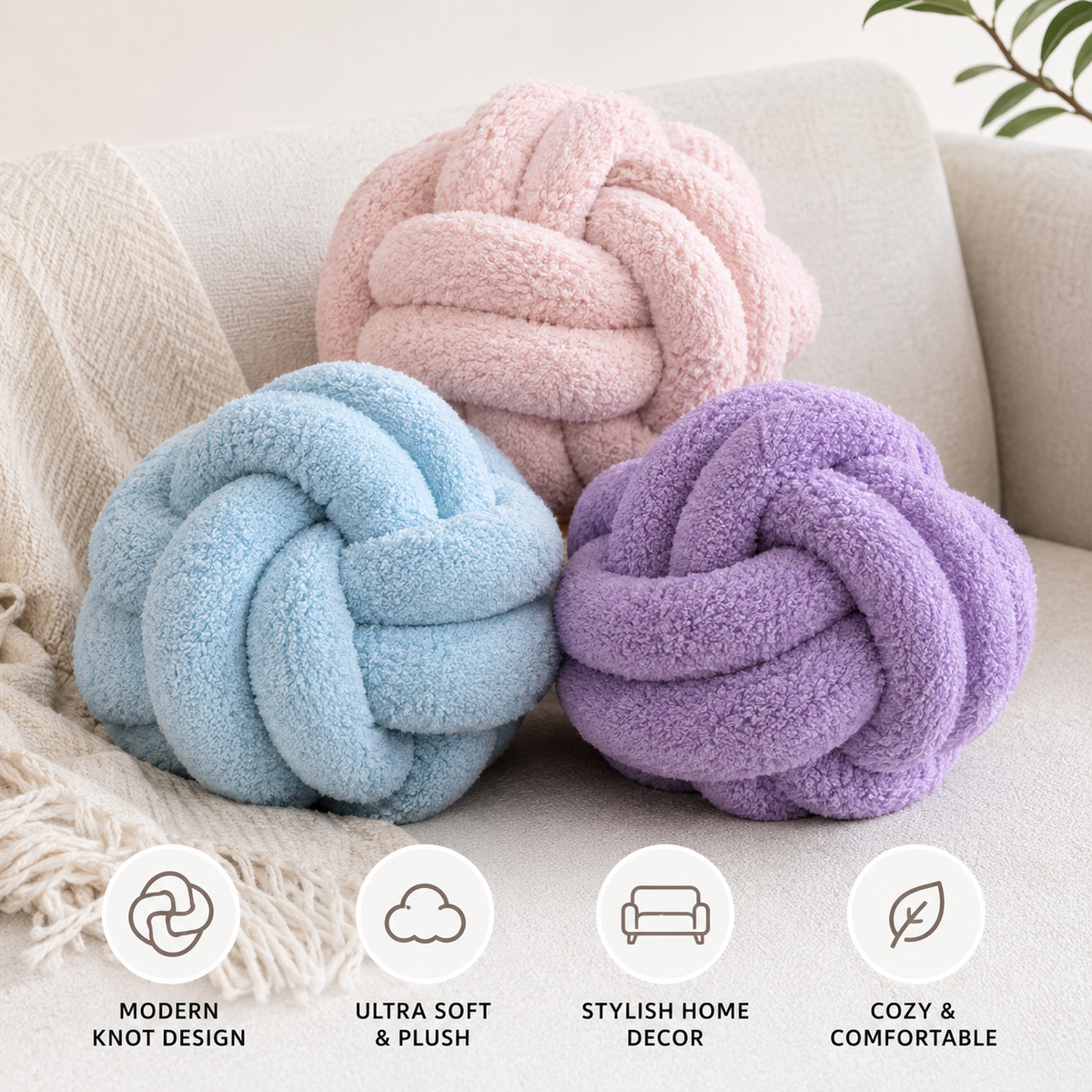 Decorative Knotted Plush Cushion Ball 
Maetiva