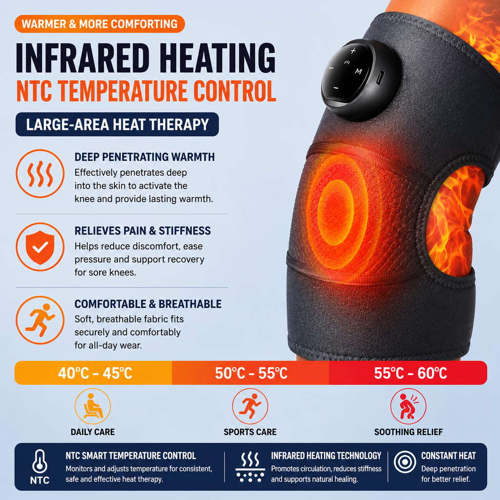 Heated Knee Massager Sleeve with Digital Control and Adjustable Compression 
Maetiva