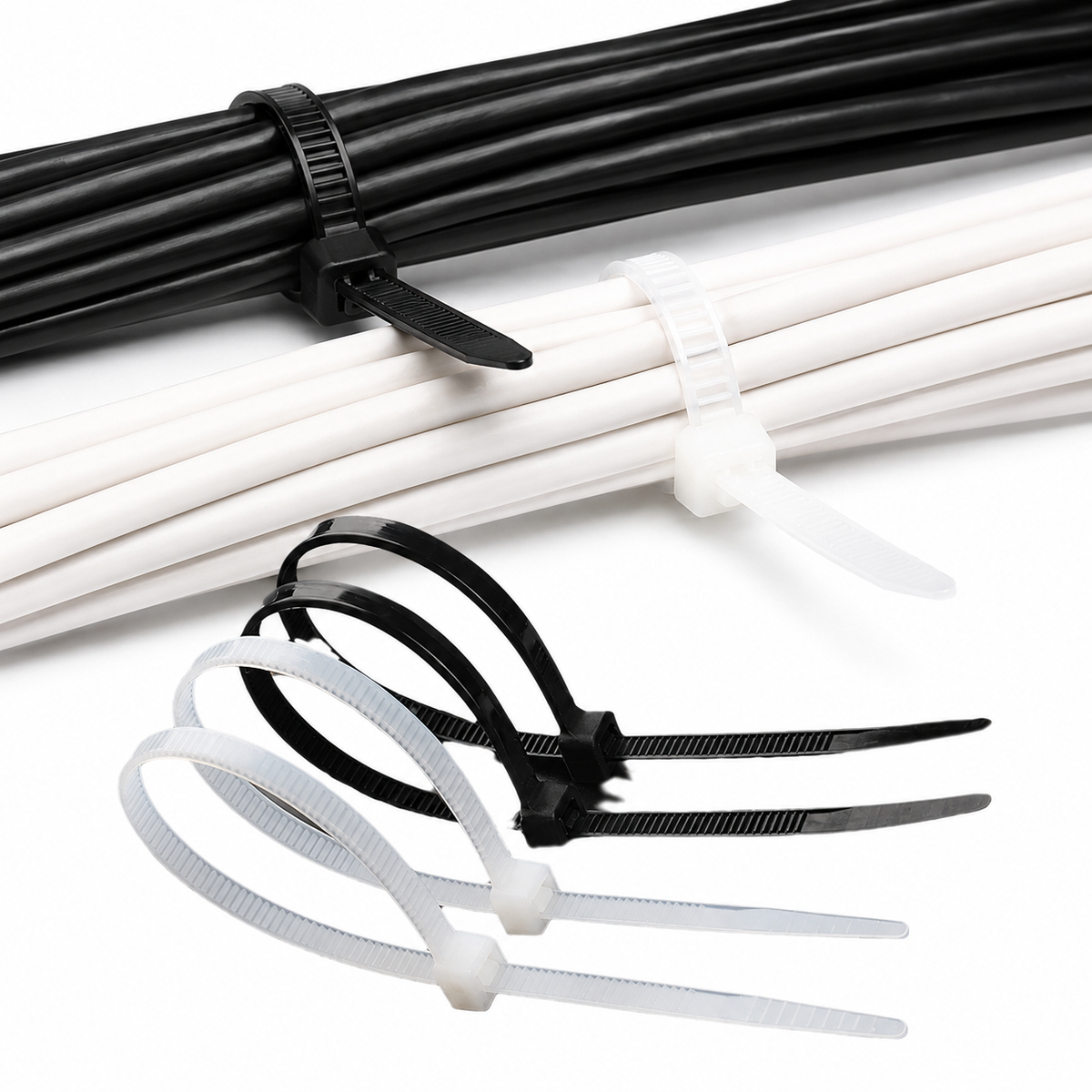Heavy-Duty Reinforced Nylon Self-Locking Cable Ties with Serrated Strap 
Maetiva
