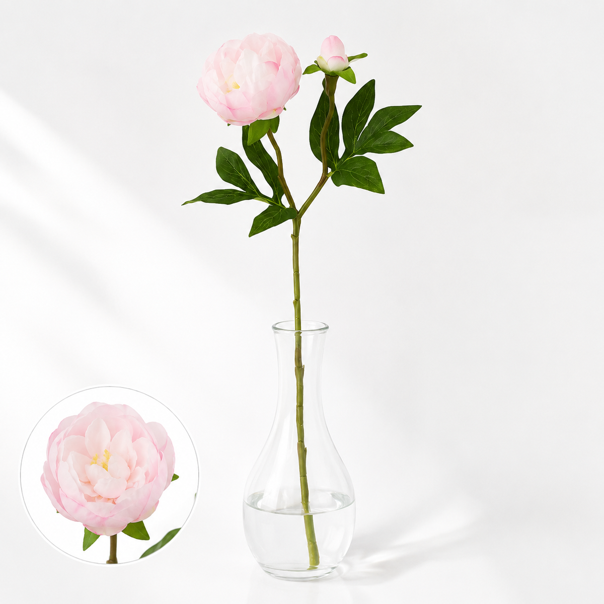 Realistic silk peony stem with buds and flexible long stem 
Maetiva