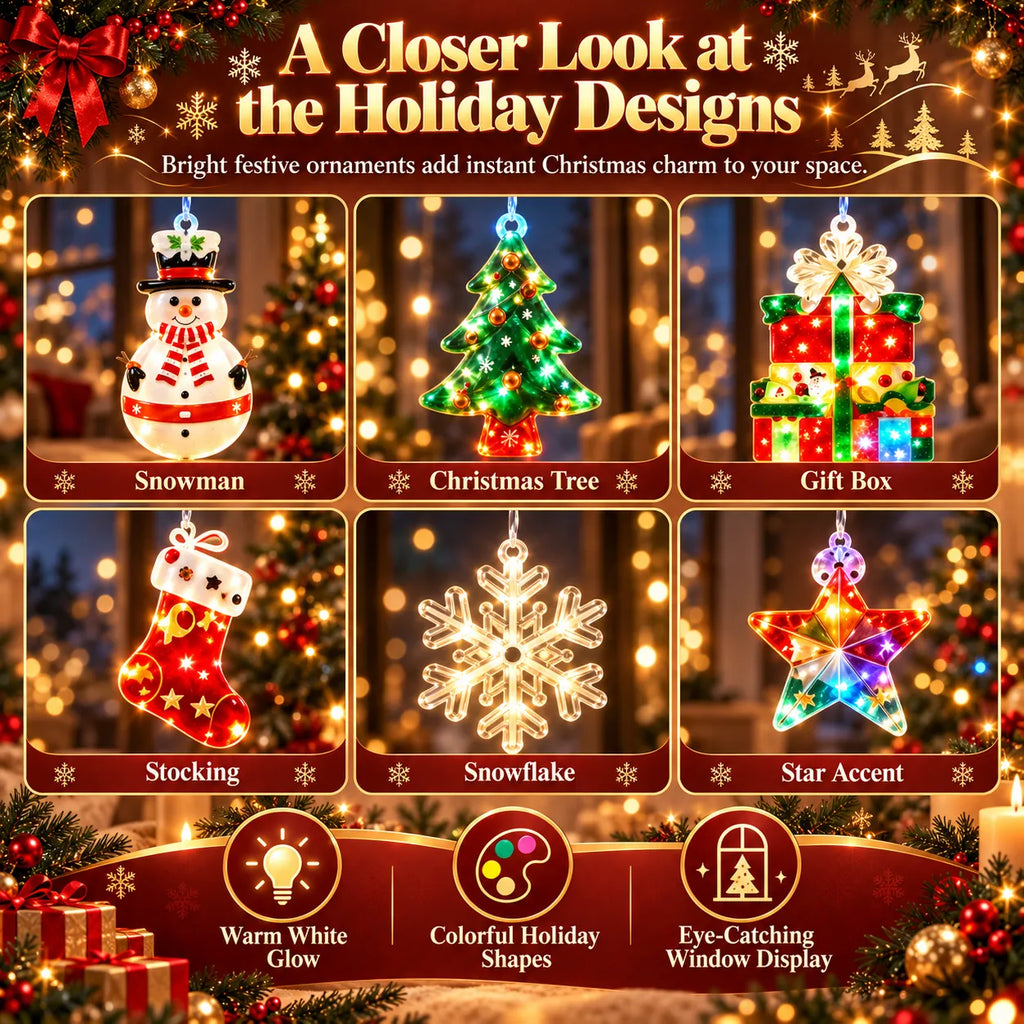 Christmas Ornament Curtain Lights – Light-Up Holiday Window Decorations for Home