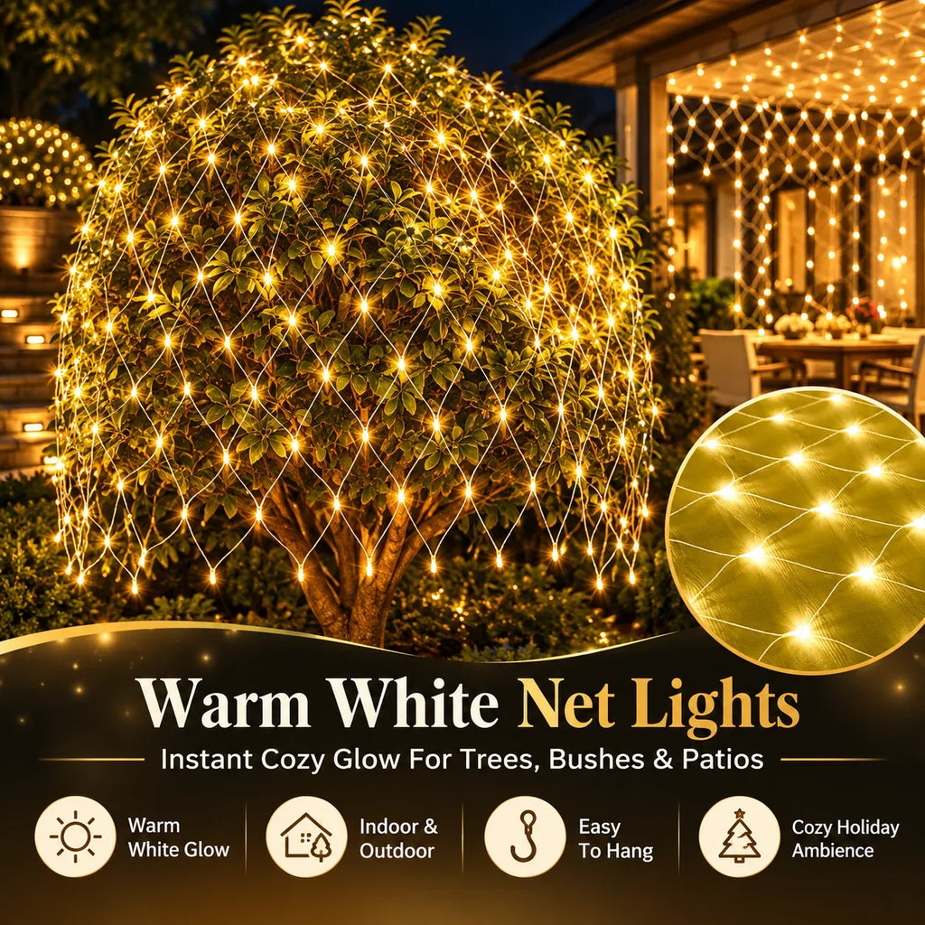 LED Christmas Net Lights for Indoor & Outdoor Decorations