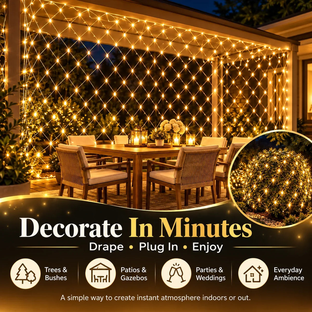 LED Christmas Net Lights for Indoor & Outdoor Decorations