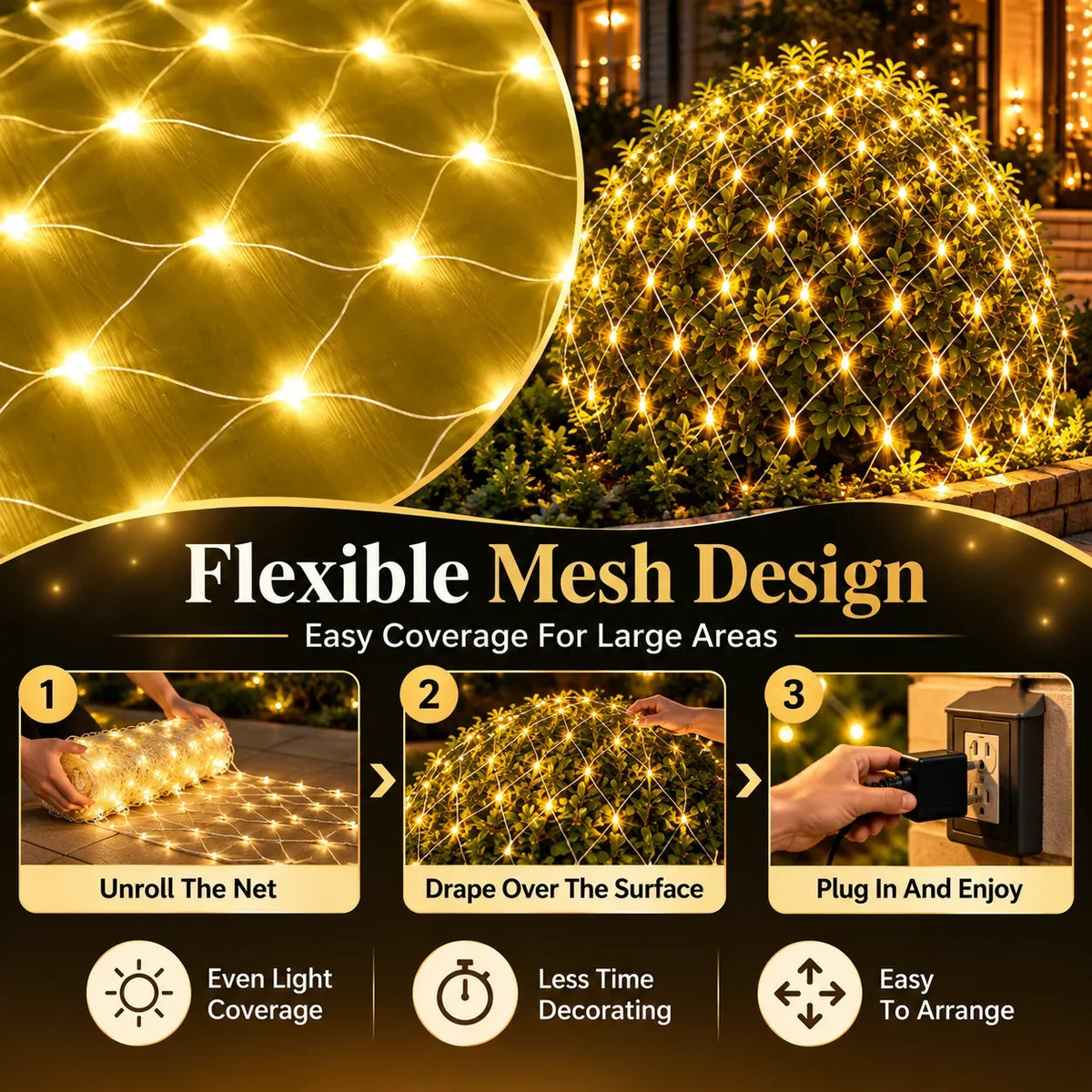 LED Christmas Net Lights for Indoor & Outdoor Decorations