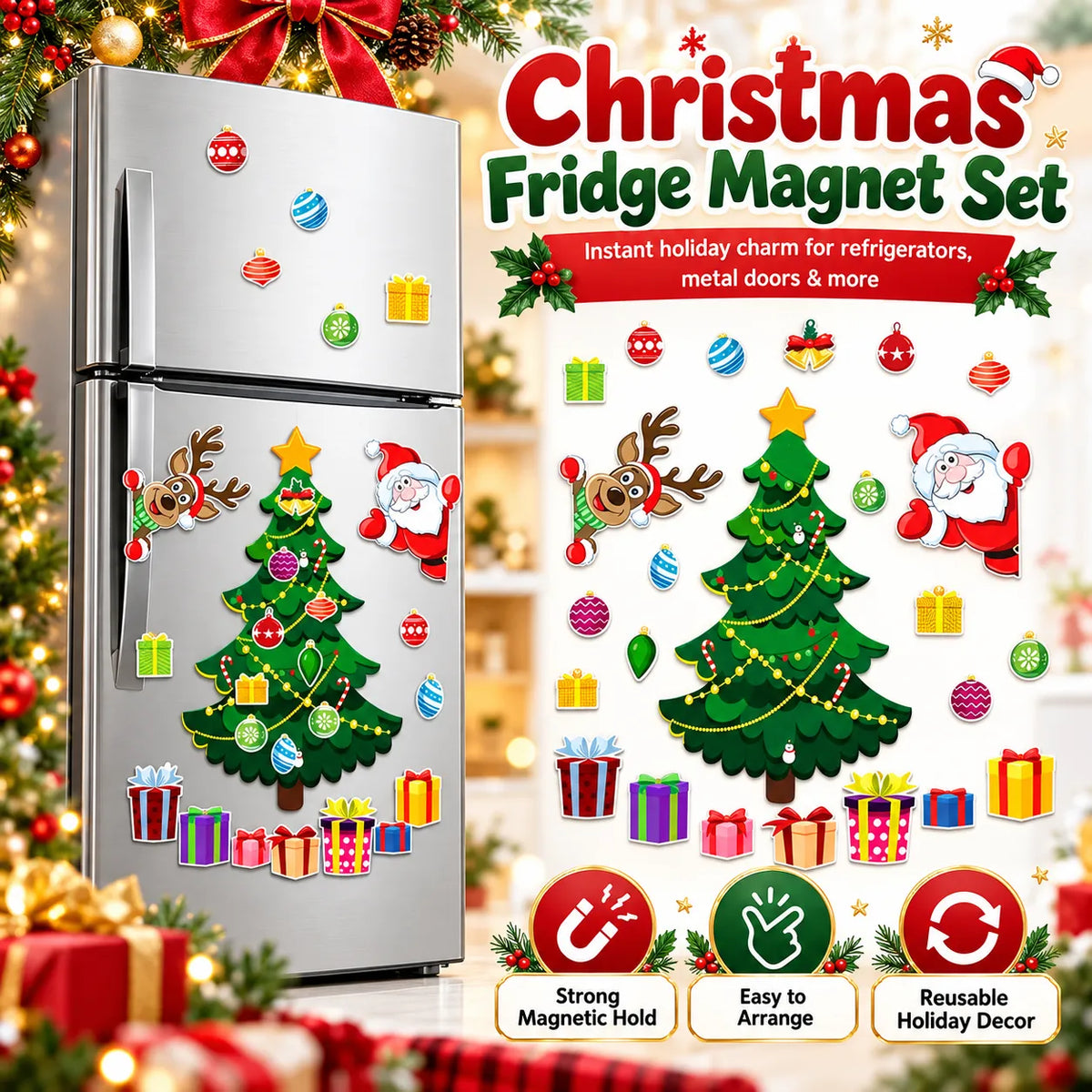 Christmas Refrigerator Magnets – DIY Santa, Reindeer & Christmas Tree Decor