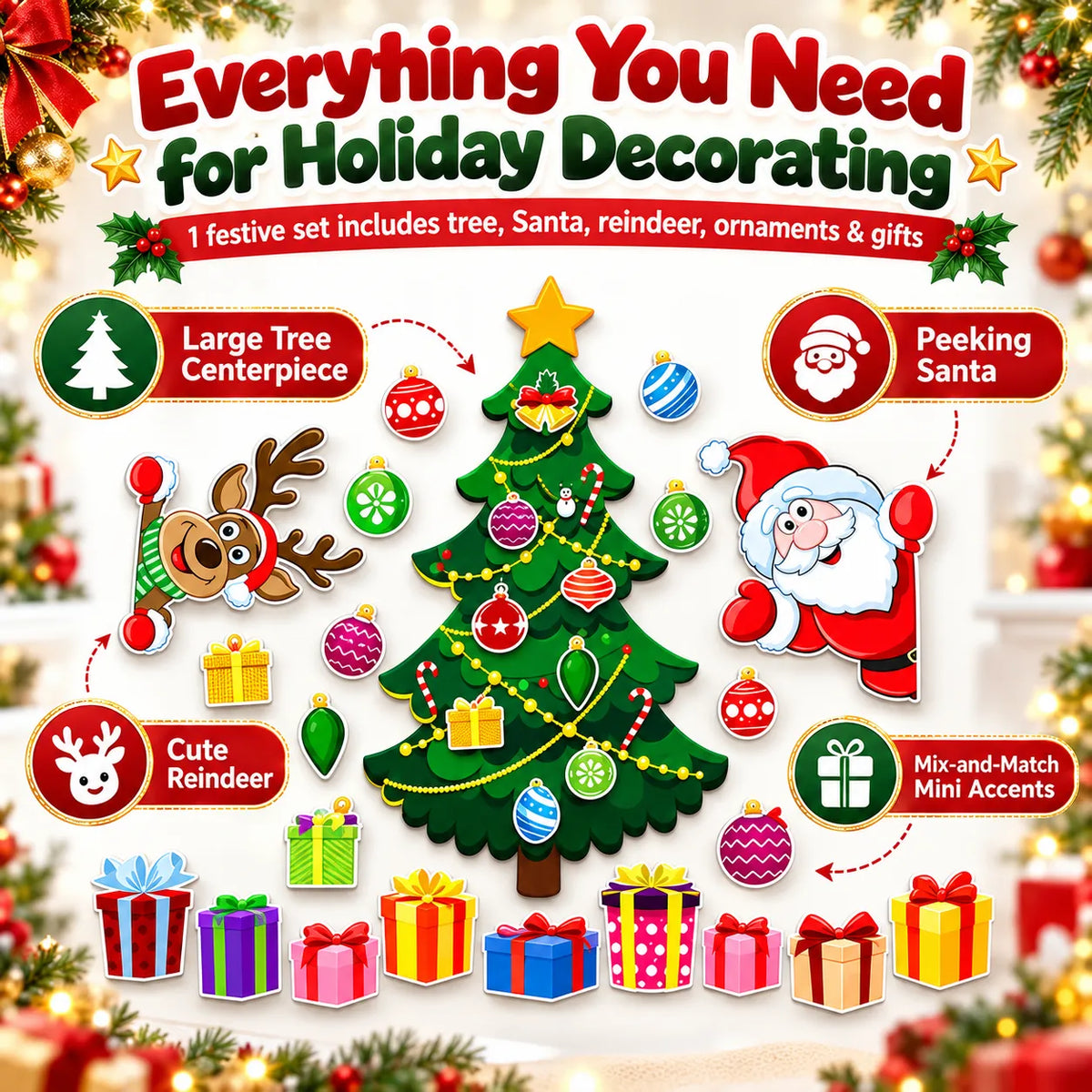 Christmas Refrigerator Magnets – DIY Santa, Reindeer & Christmas Tree Decor