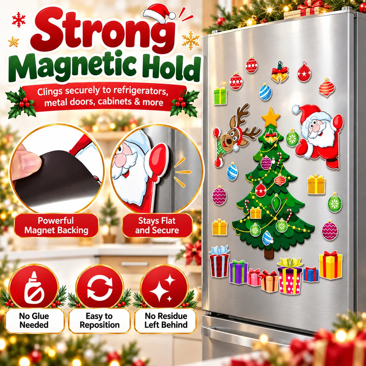 Christmas Refrigerator Magnets – DIY Santa, Reindeer & Christmas Tree Decor