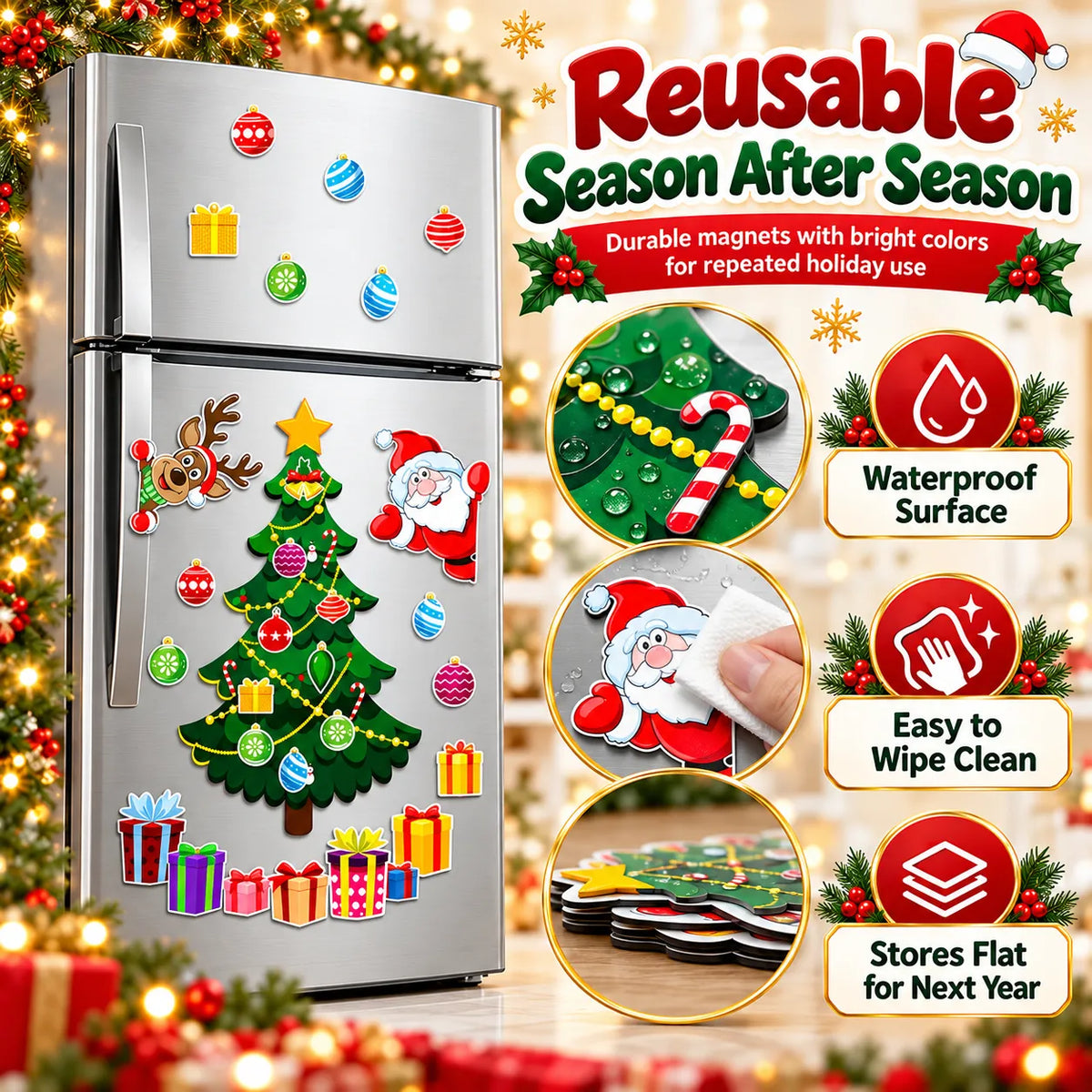 Christmas Refrigerator Magnets – DIY Santa, Reindeer & Christmas Tree Decor