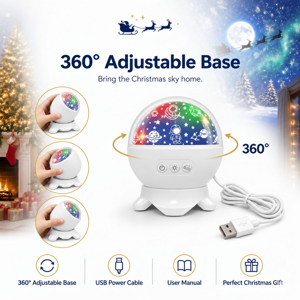 Christmas Sky Projector – 360° Snow & Santa Light Show