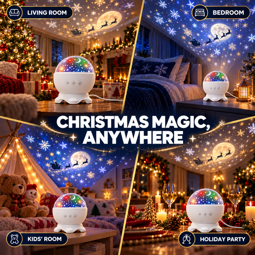 Christmas Sky Projector – 360° Snow & Santa Light Show