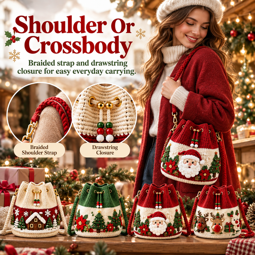 Handmade Christmas Crochet Bucket Bag