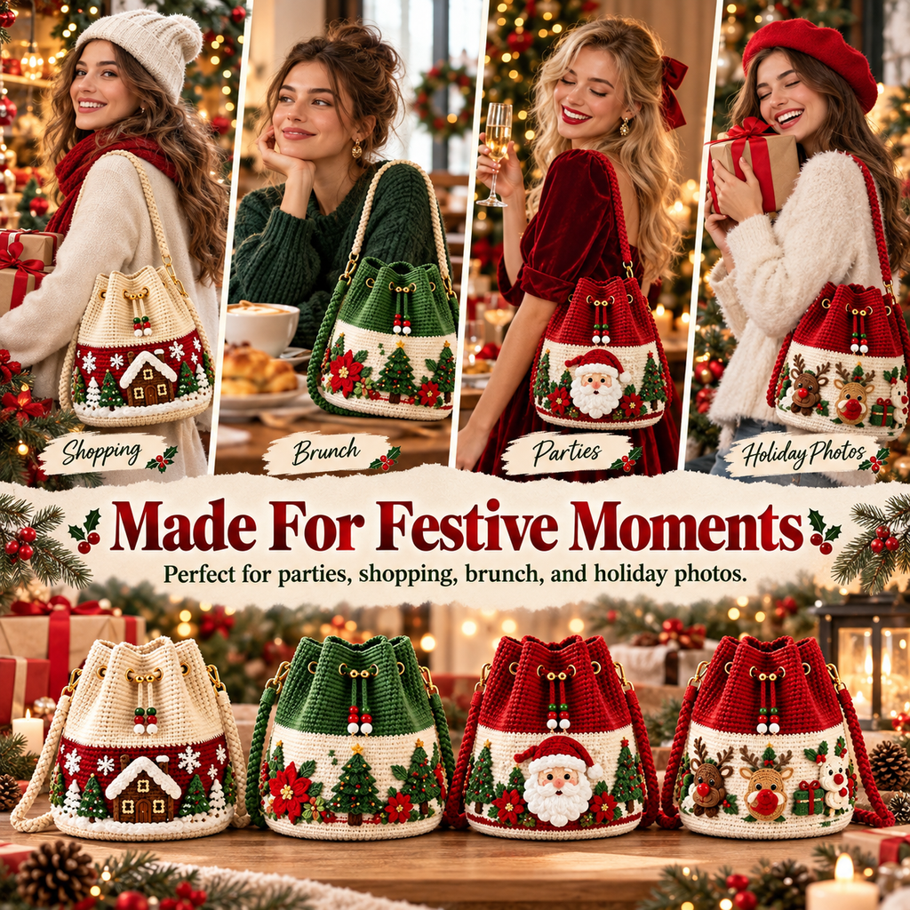 Handmade Christmas Crochet Bucket Bag