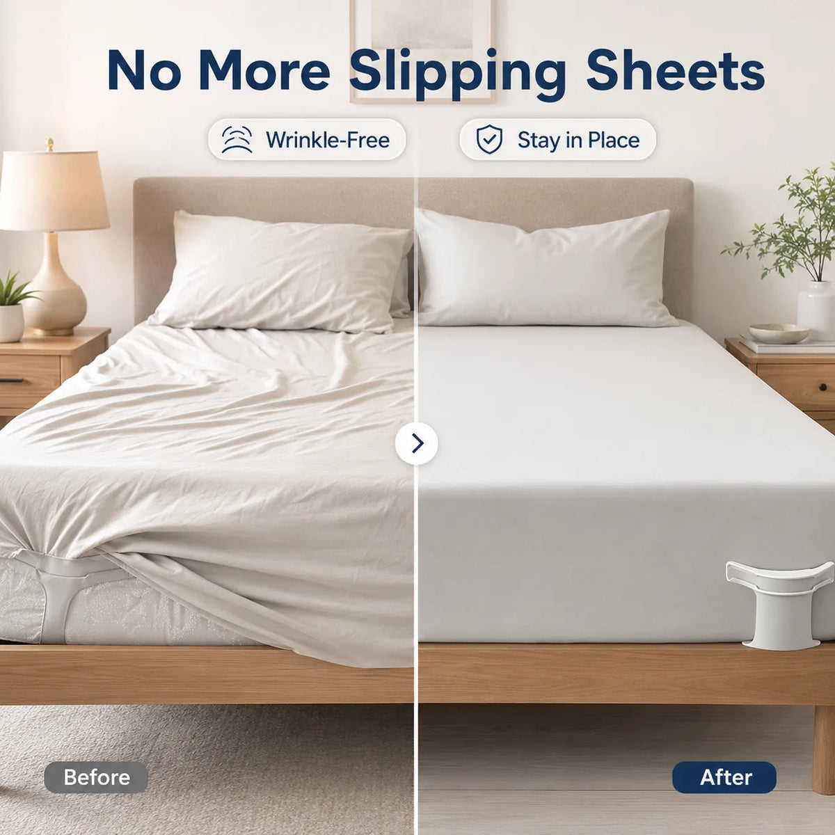 Secure Fit Sheet Holders – Wrinkle-Free. Slip-Free Bed
