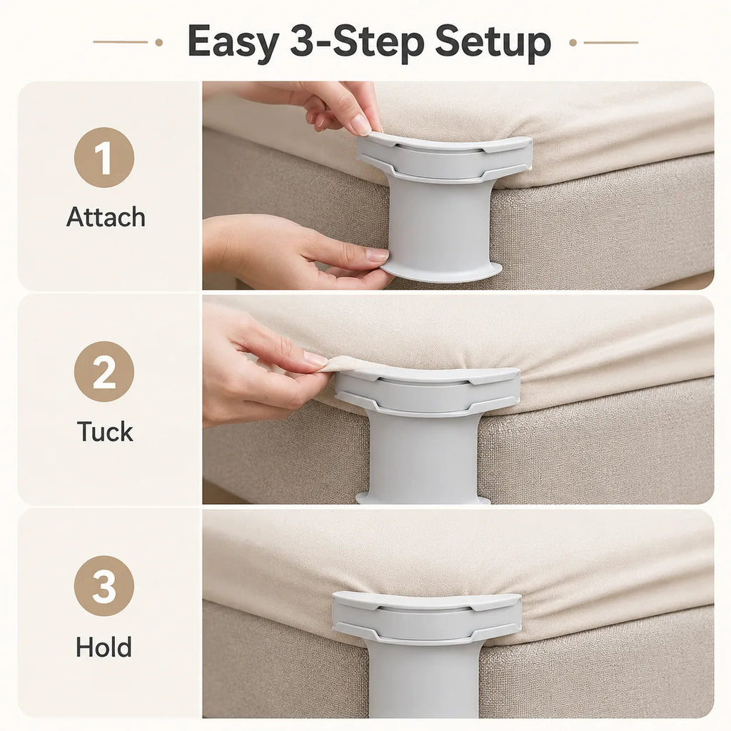 Secure Fit Sheet Holders – Wrinkle-Free. Slip-Free Bed